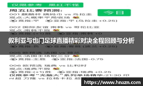 叙利亚与也门足球直播精彩对决全程回顾与分析